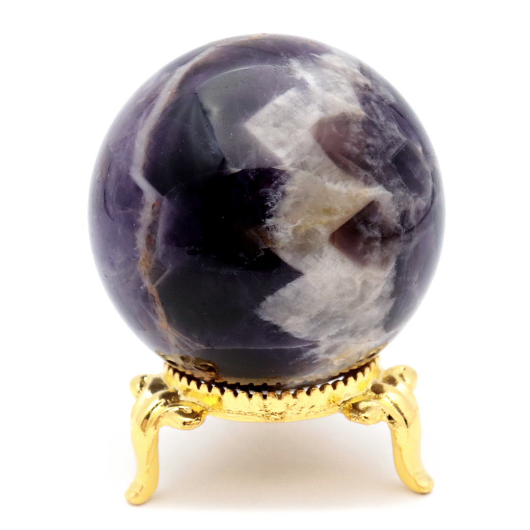 シェブロン アメジスト 丸玉 AA 台座付き ブラジル産 1点もの ヒーリング スフィア 2月 誕生石 Amethyst