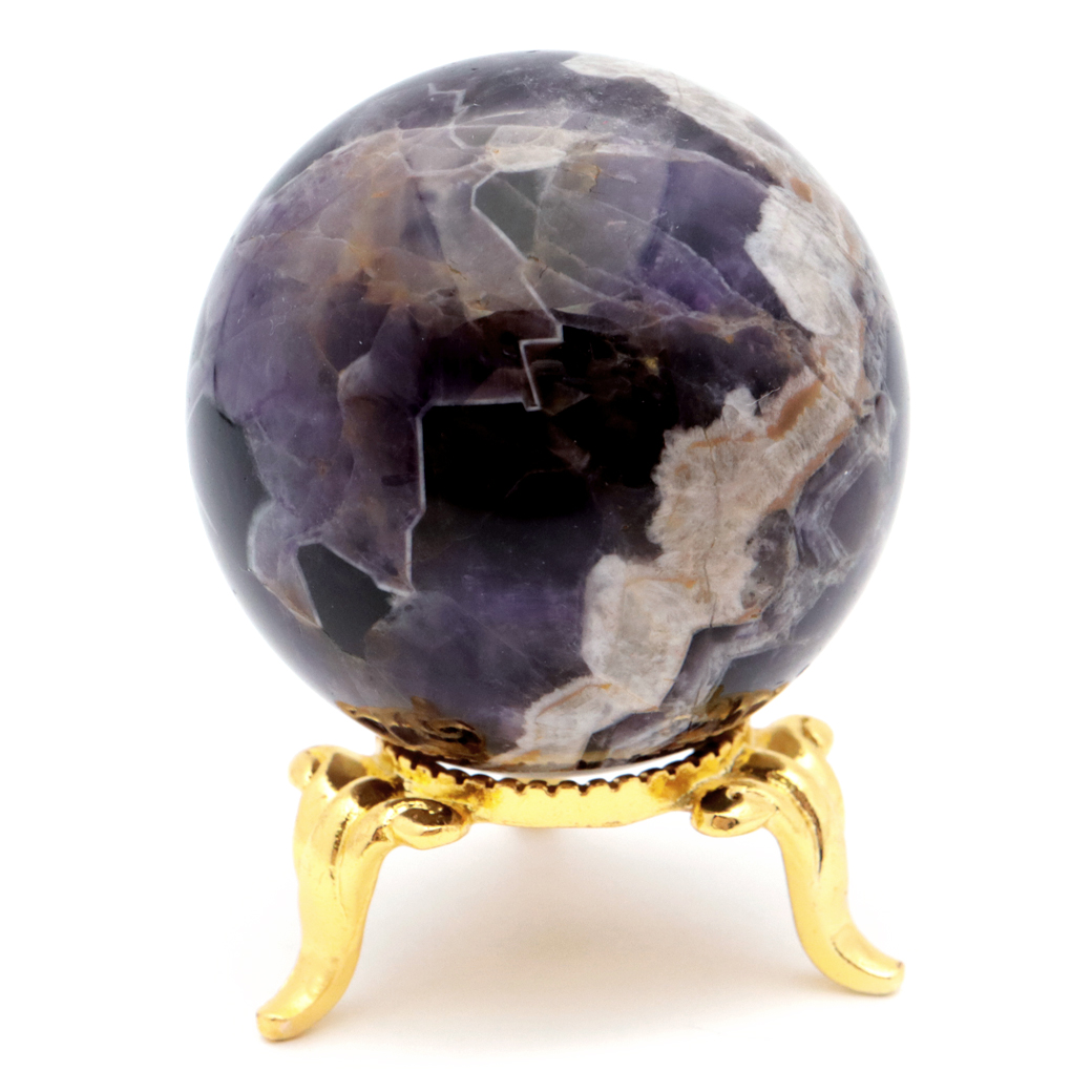 シェブロン アメジスト 丸玉 AA 台座付き ブラジル産 1点もの ヒーリング スフィア 2月 誕生石 Amethyst