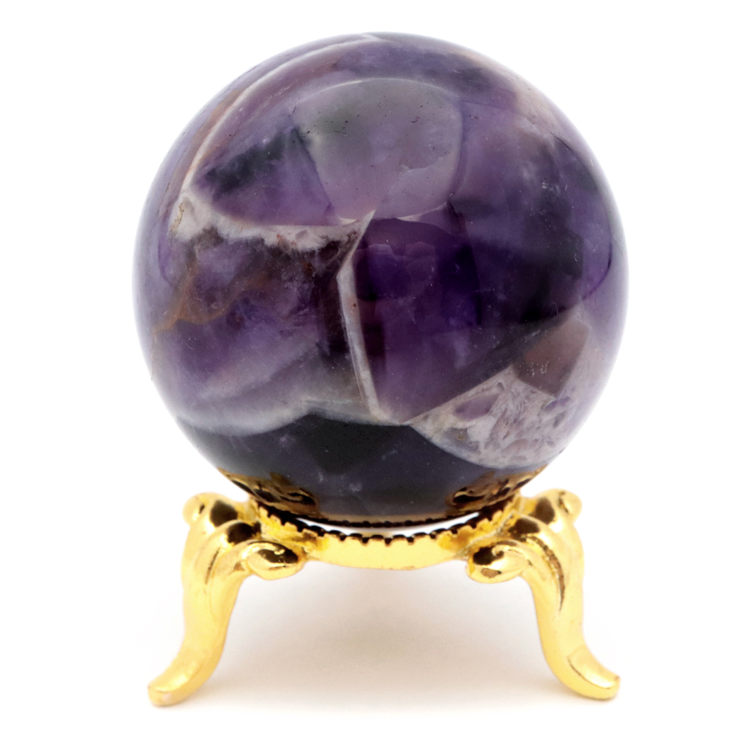 シェブロン アメジスト 丸玉 AA 台座付き ブラジル産 1点もの ヒーリング スフィア 2月 誕生石 Amethyst