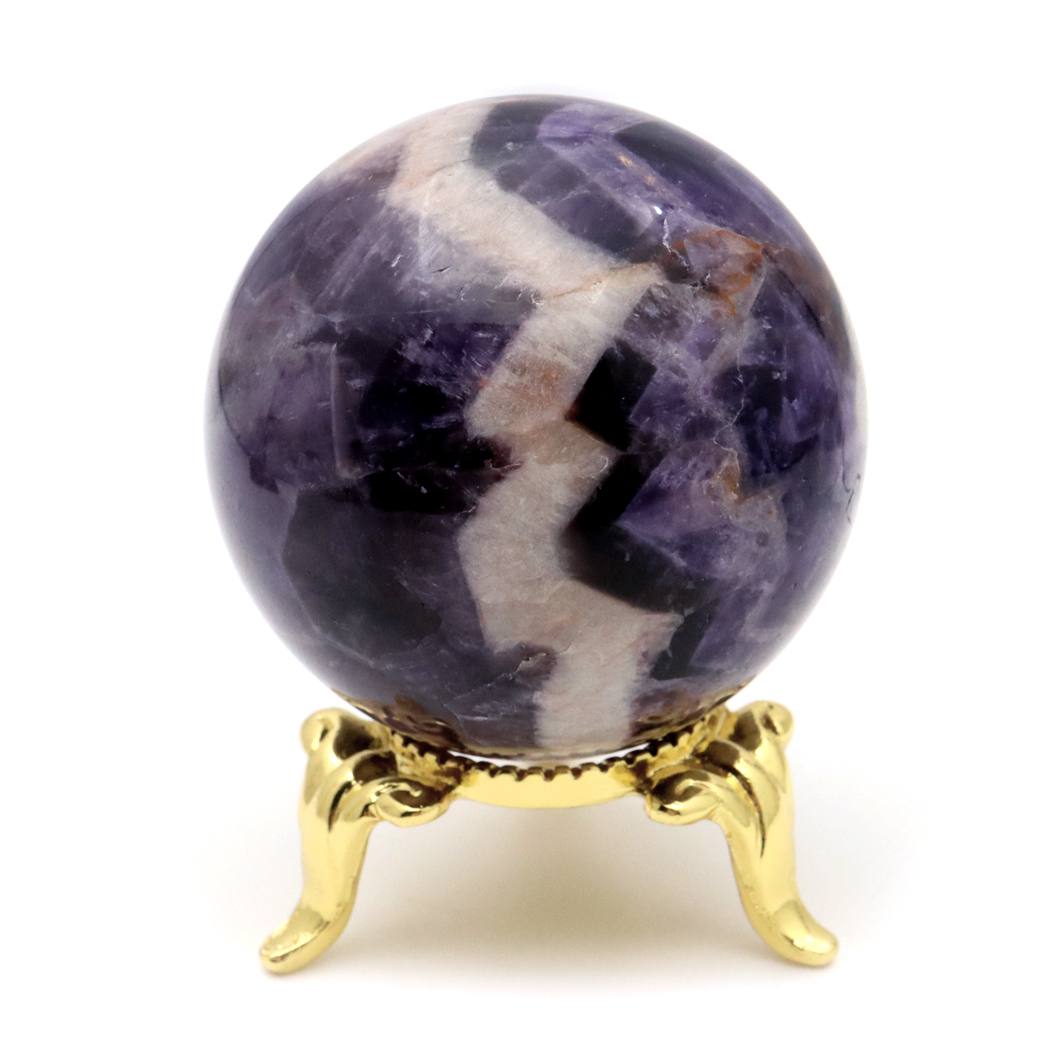 シェブロン アメジスト 丸玉 40mm 台座付き ブラジル産 1点もの スフィア 2月 誕生石 父の日 プレゼント