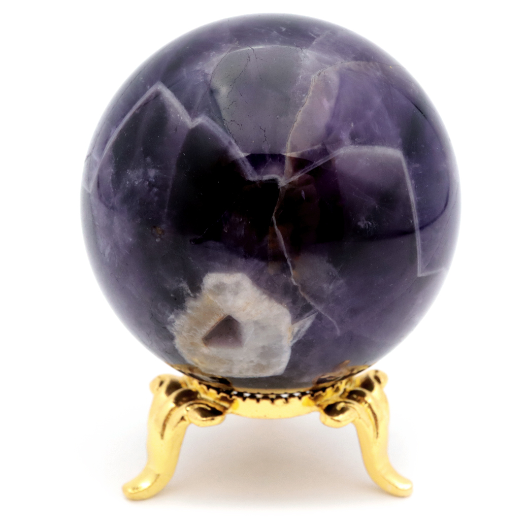 シェブロン アメジスト 丸玉 AA 台座付き ブラジル産 1点もの ヒーリング スフィア 2月 誕生石 Amethyst