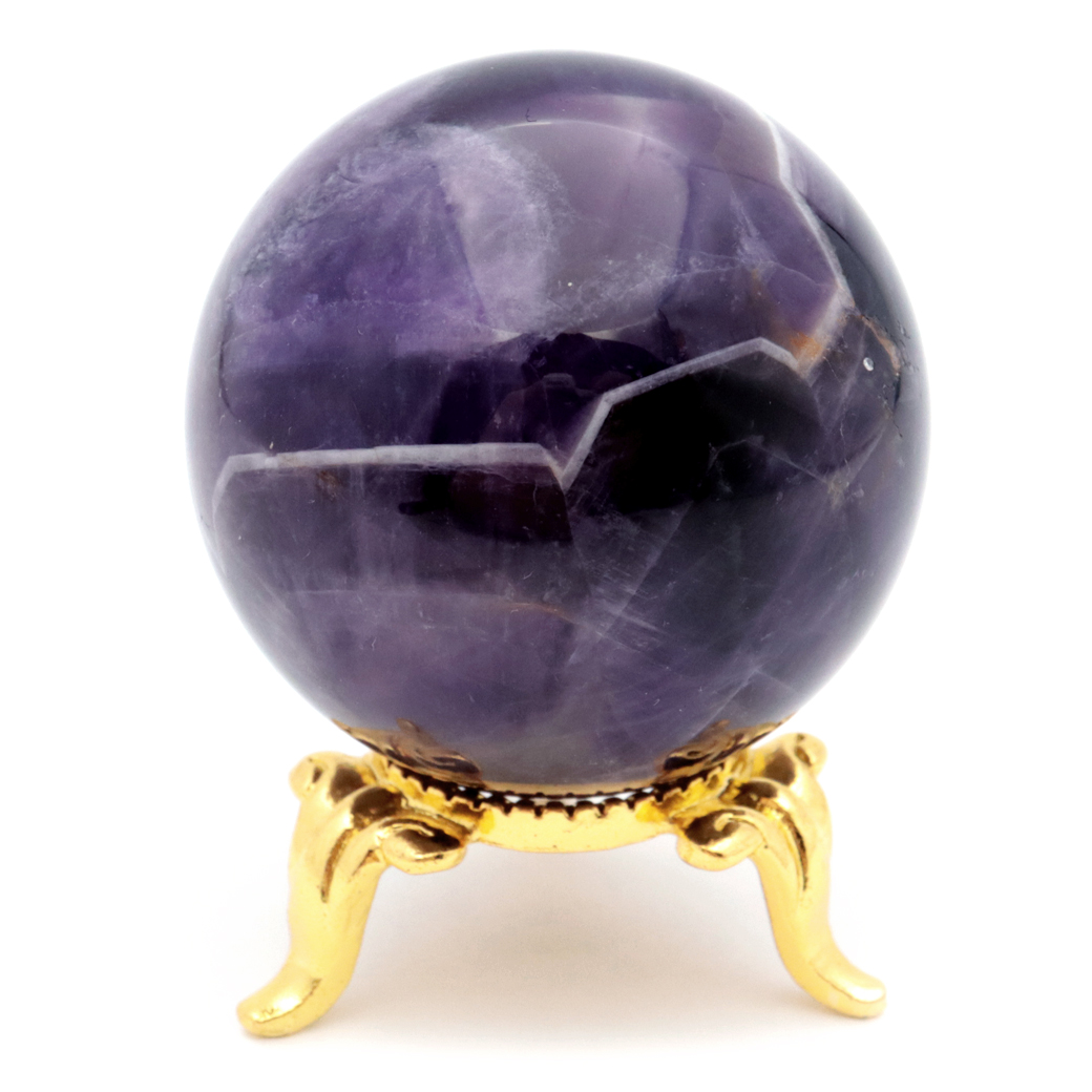 シェブロン アメジスト 丸玉 AA 台座付き ブラジル産 1点もの ヒーリング スフィア 2月 誕生石 Amethyst