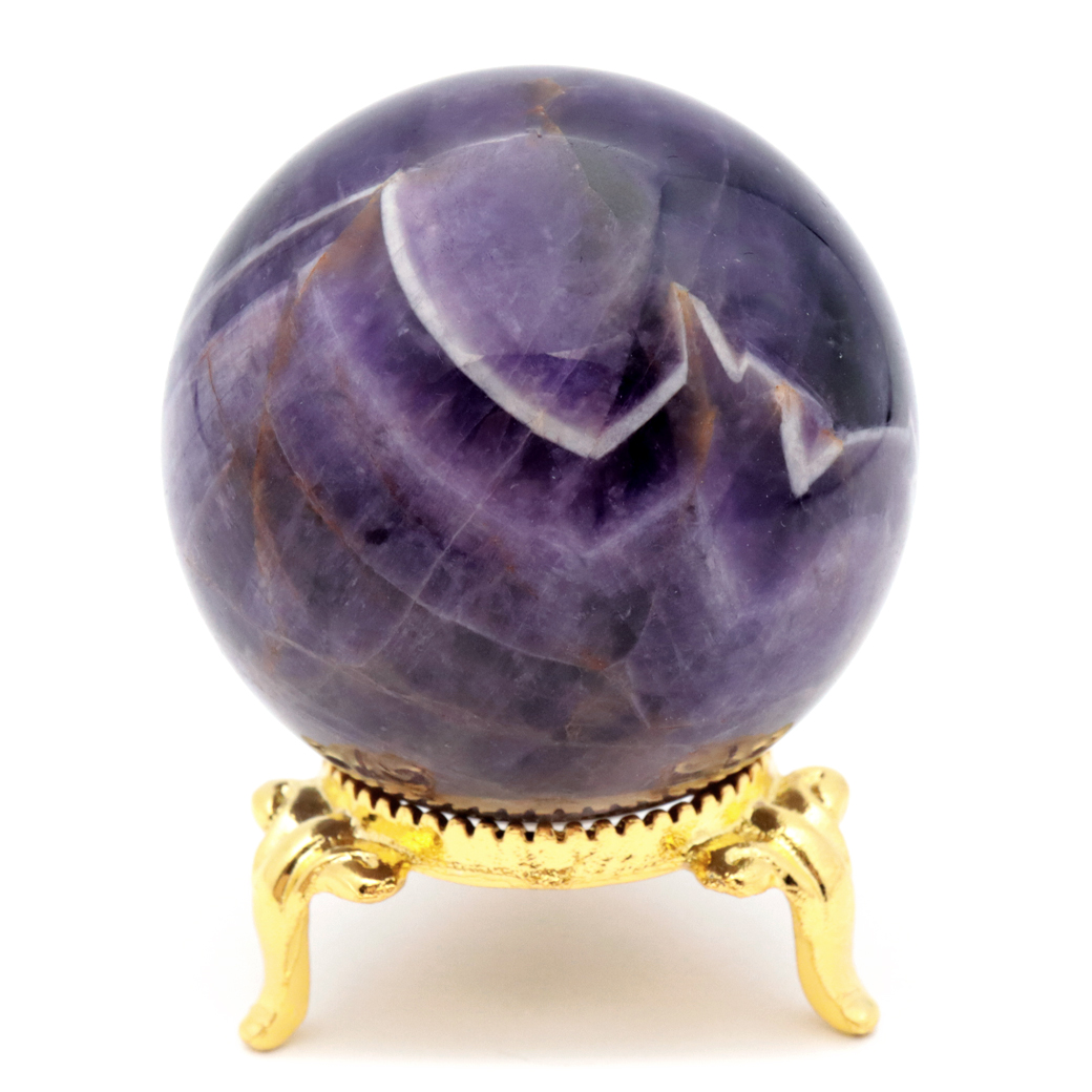 シェブロン アメジスト 丸玉 AA 台座付き ブラジル産 1点もの ヒーリング スフィア 2月 誕生石 Amethyst
