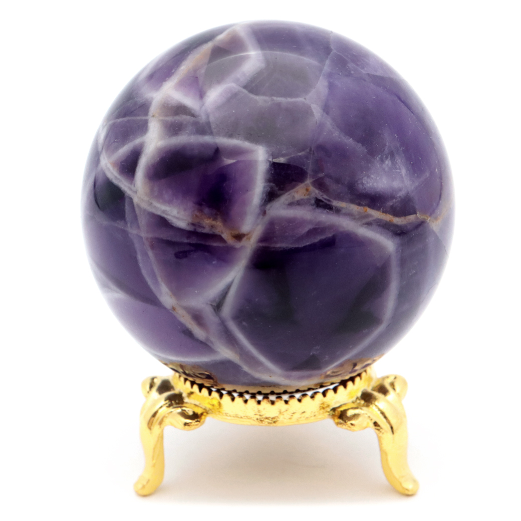 シェブロン アメジスト 丸玉 AA 台座付き ブラジル産 1点もの ヒーリング スフィア 2月 誕生石 Amethyst