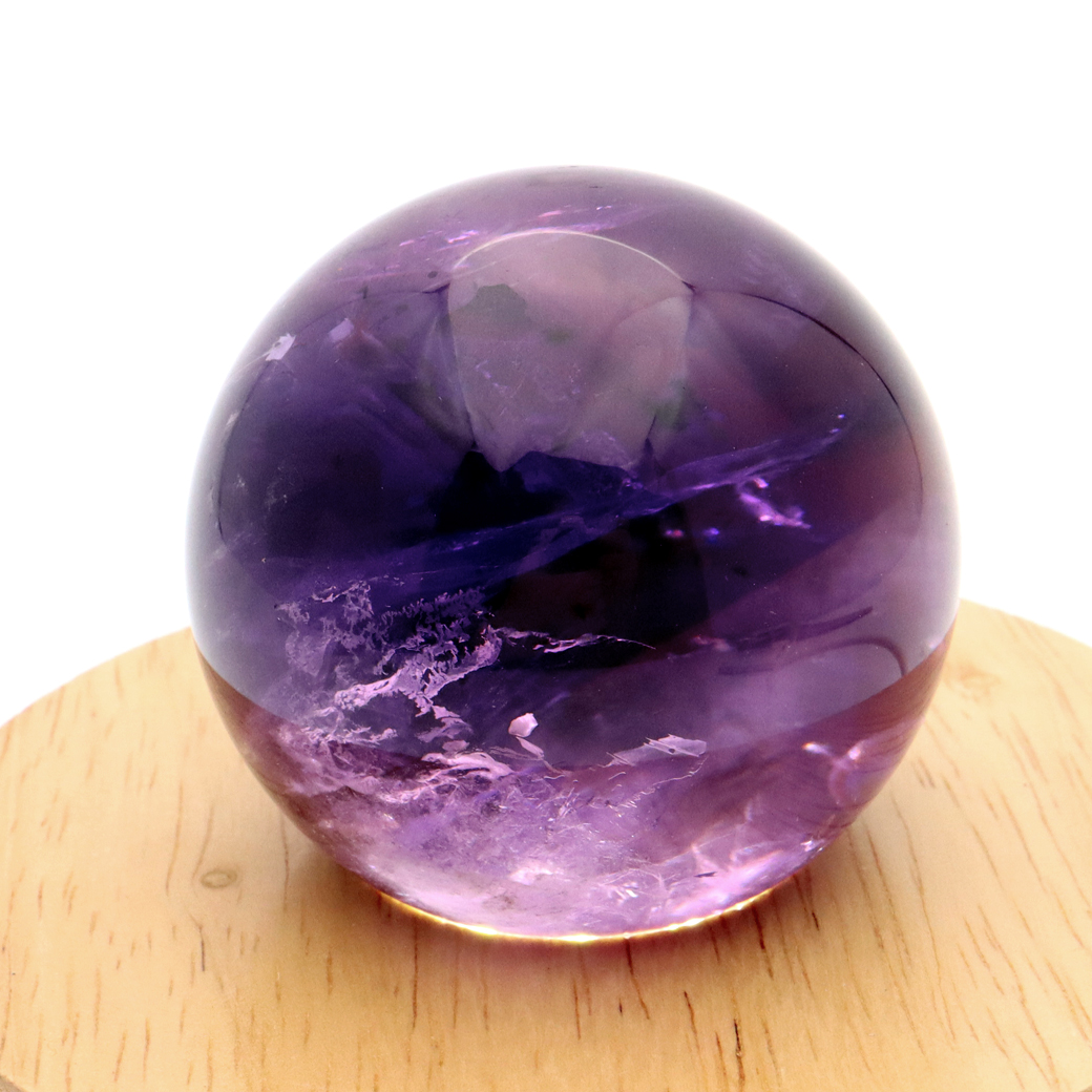 アメジスト 紫水晶 丸玉 ブラジル バイーア州産 直径約54mm LEDライト 台座付き 1点もの スフィア 2月 誕生石 置き物