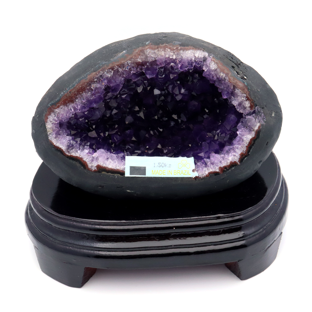 アメジスト ドーム 約1.5kg 小型 卓上サイズ 紫水晶 ジオード 晶洞 天然石 ウルグアイ産 1点物 台座付き 濃紫