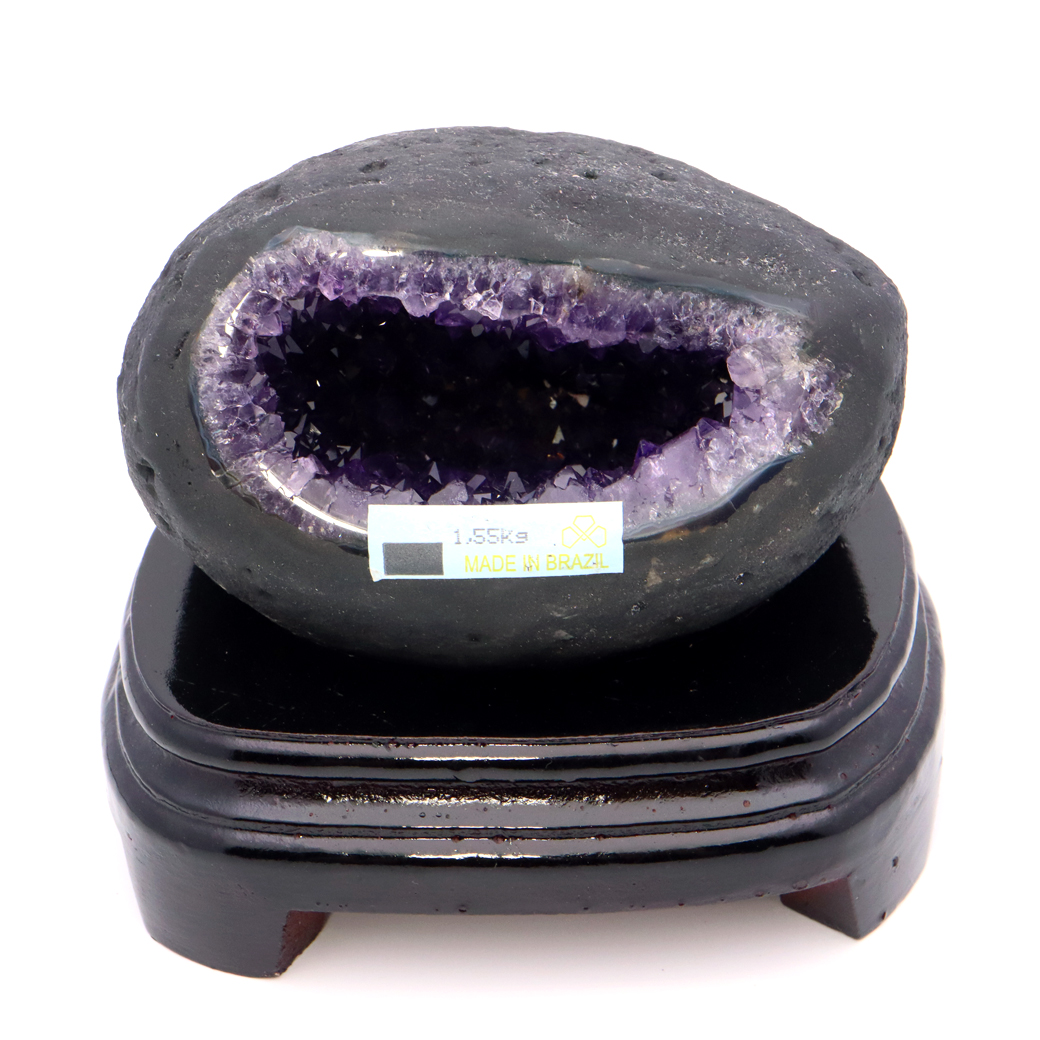 アメジスト ドーム 約1.55kg 小型 卓上サイズ 紫水晶 ジオード 晶洞 天然石 ウルグアイ産 1点物 台座付き 濃紫