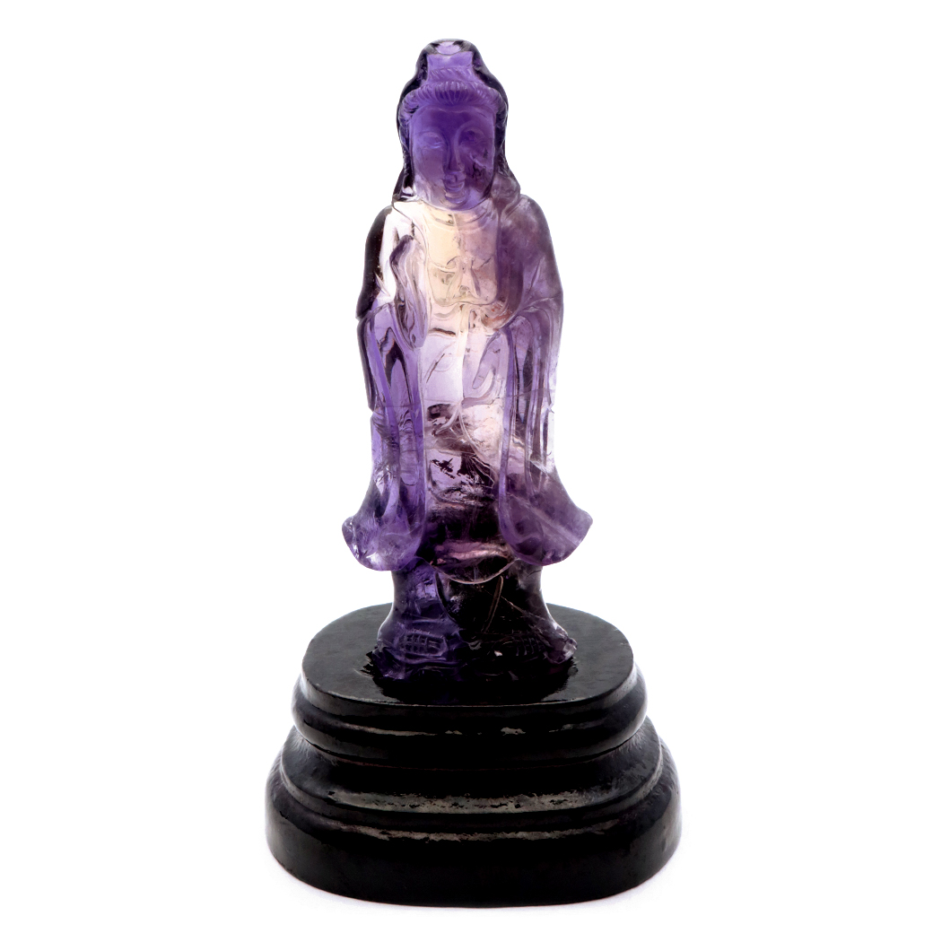 アメジスト 観音様 置き物 171g ブラジル バイーア州産 アメトリン 紫水晶 彫刻 彫り物 ヒーリング 天然石 1点もの