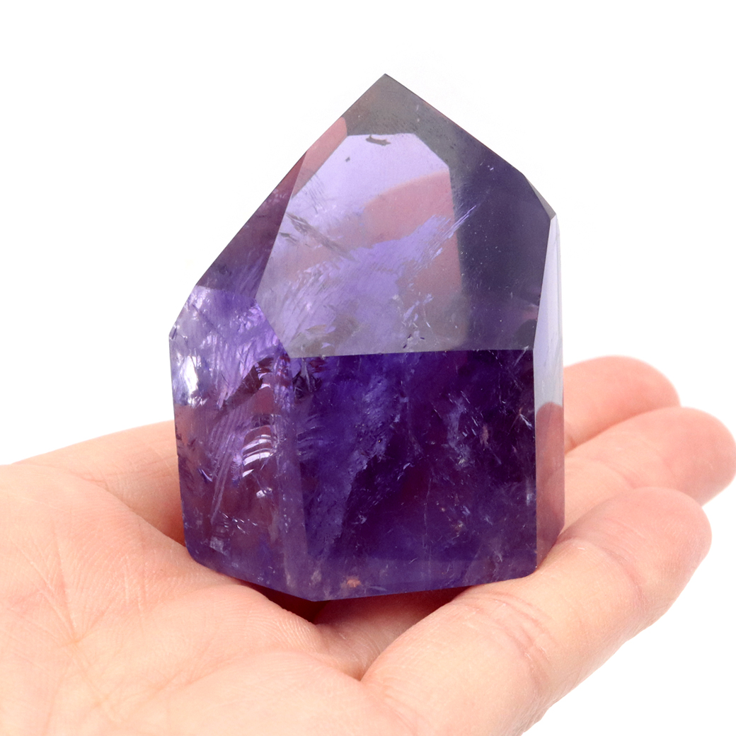 アメジスト 六角柱 ポイント 研磨仕上げ 1点もの ブラジル バイーア州産 紫水晶 原石 置き物 浄化 2月 誕生石 卓上サイズ