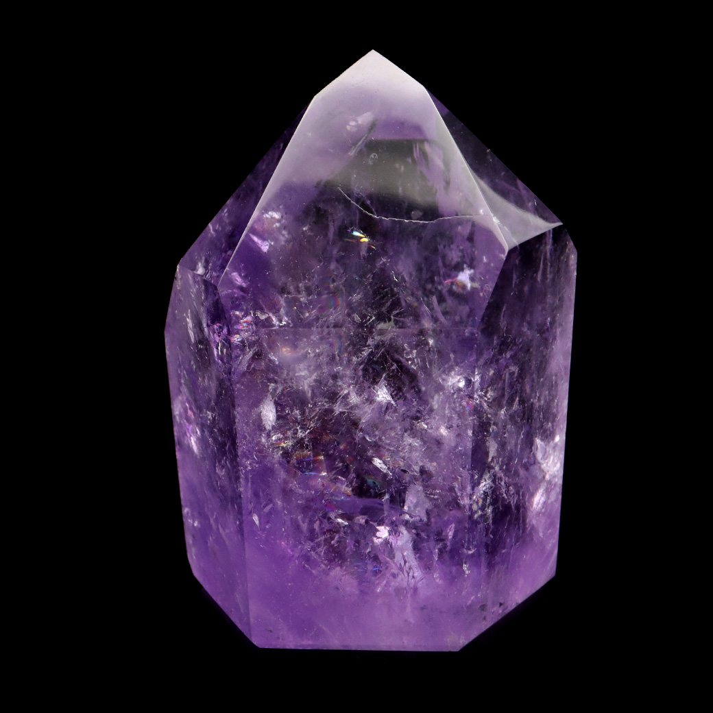 アメジスト 六角柱 ポイント 1点もの ボリビア産 AAA 虹入り レインボー 紫水晶 原石 置き物 浄化 2月 誕生石 卓上サイズ Amethyst