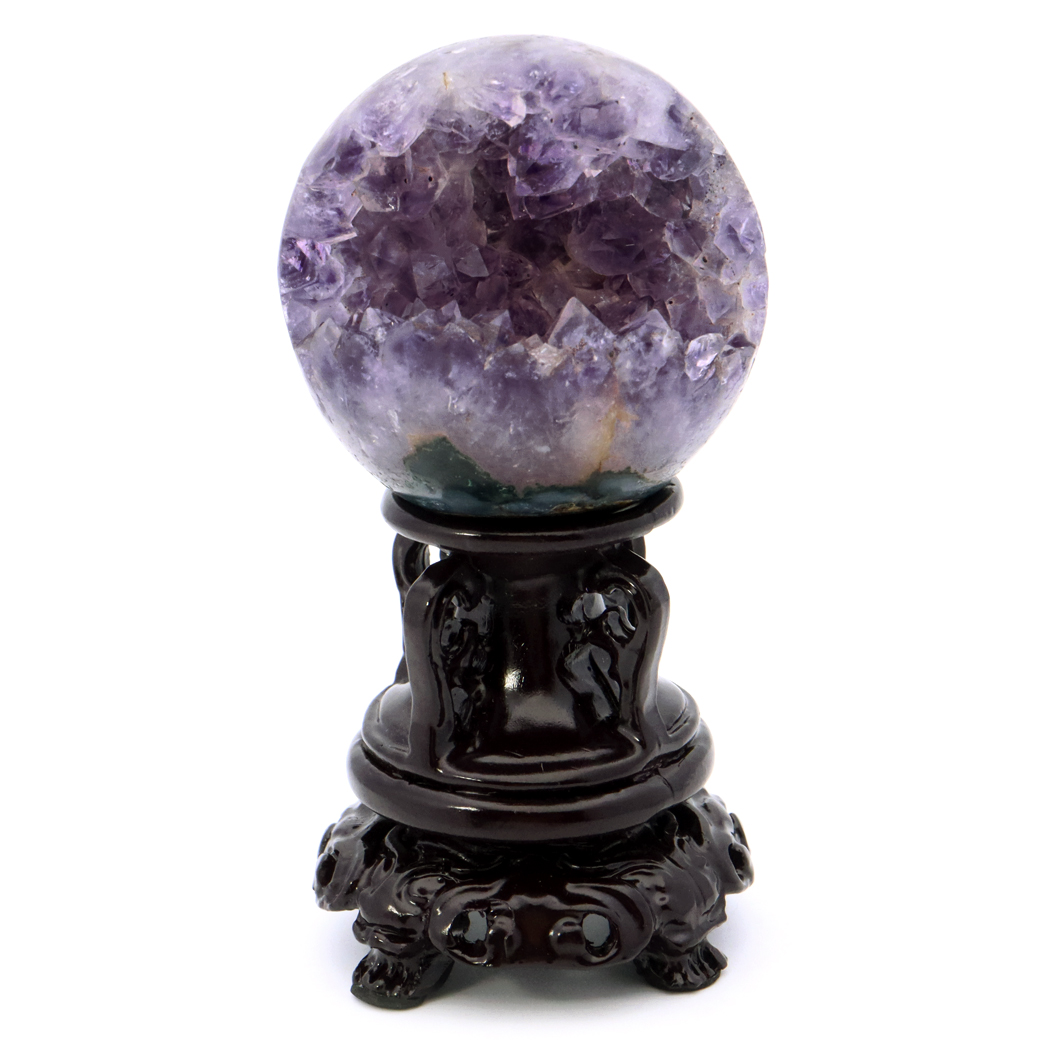 アメジスト 笑口 丸玉 台座付き ジオード 1点もの 天然石 紫水晶 パワーストーン ウルグアイ産
