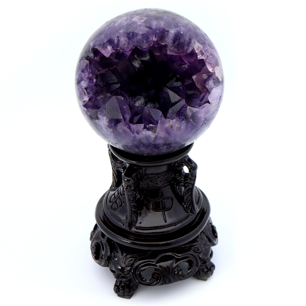 アメジスト 笑口 丸玉 台座付き ジオード 1点もの 天然石 紫水晶 パワーストーン ウルグアイ産