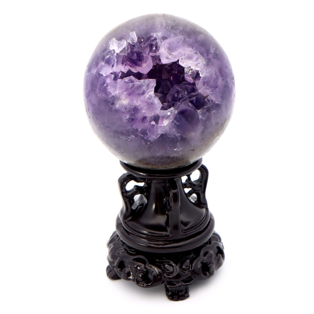 アメジスト 笑口 丸玉 台座付き ジオード 1点もの 天然石 紫水晶 パワーストーン ウルグアイ産