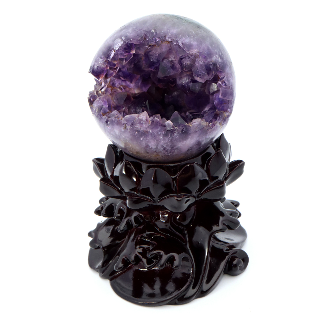 アメジスト 笑口 丸玉 台座付き ジオード 1点もの 天然石 紫水晶 パワーストーン ウルグアイ産