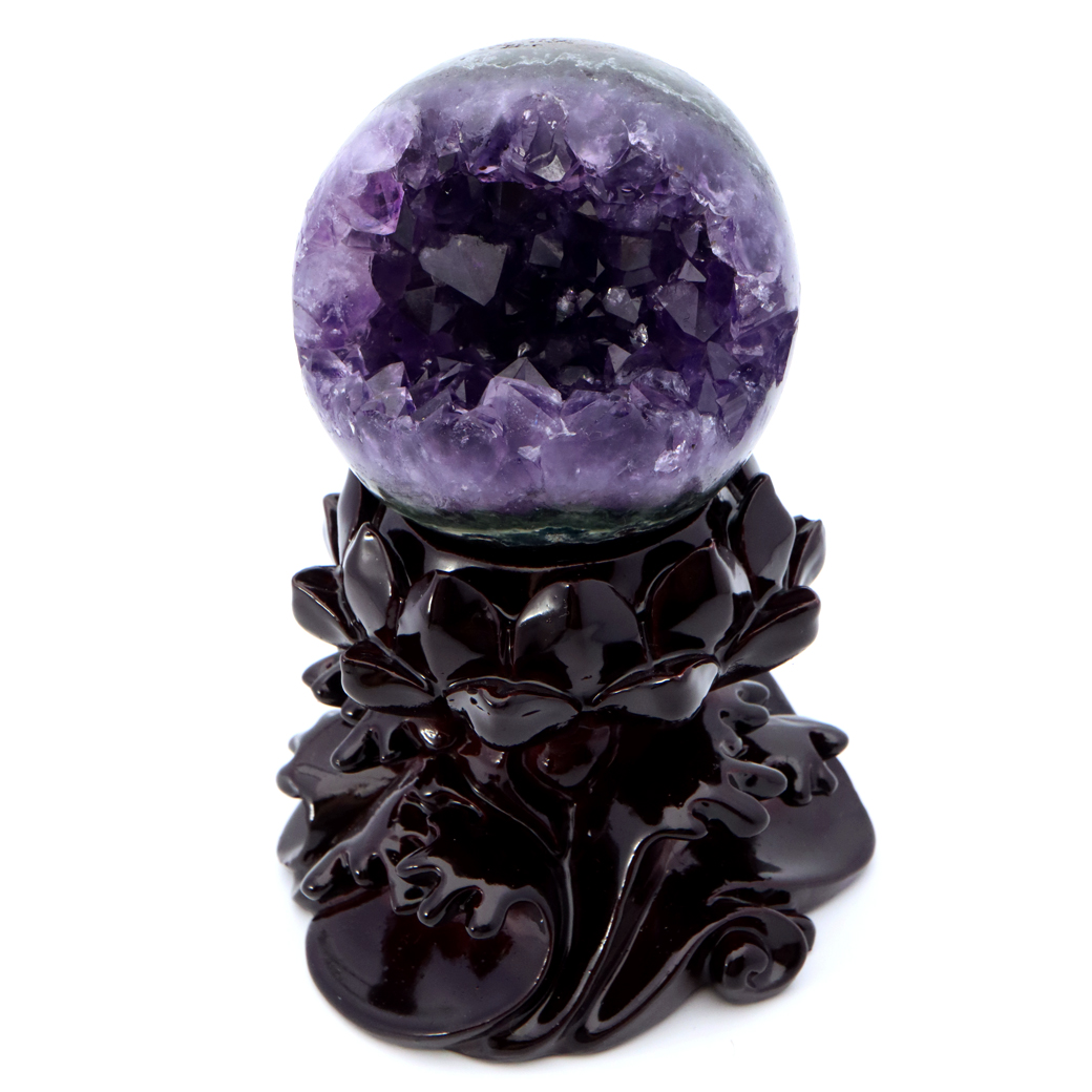 アメジスト 笑口 丸玉 台座付き ジオード 1点もの 天然石 紫水晶 パワーストーン ウルグアイ産