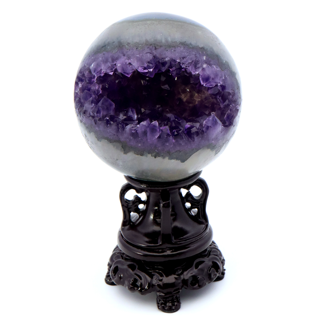 アメジスト 笑口 丸玉 台座付き ジオード 1点もの 天然石 紫水晶 パワーストーン ウルグアイ産