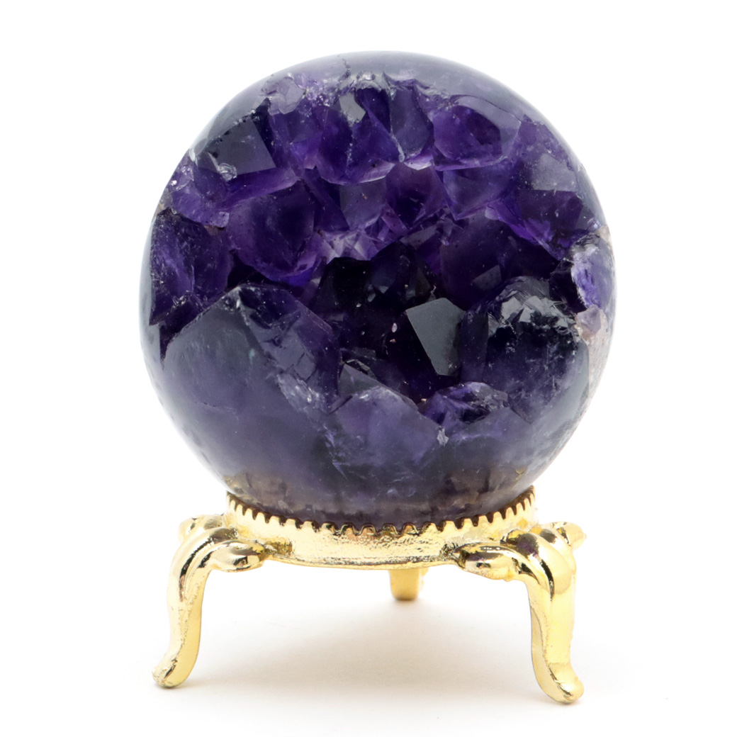 アメジスト 笑口 丸玉 直径44mm 95g 台座付き ジオード 1点もの 天然石 紫水晶 笑い口 2月 誕生石 原石 置き物 置物 縁起物 開運 パワーストーン ウルグアイ産 amethyst