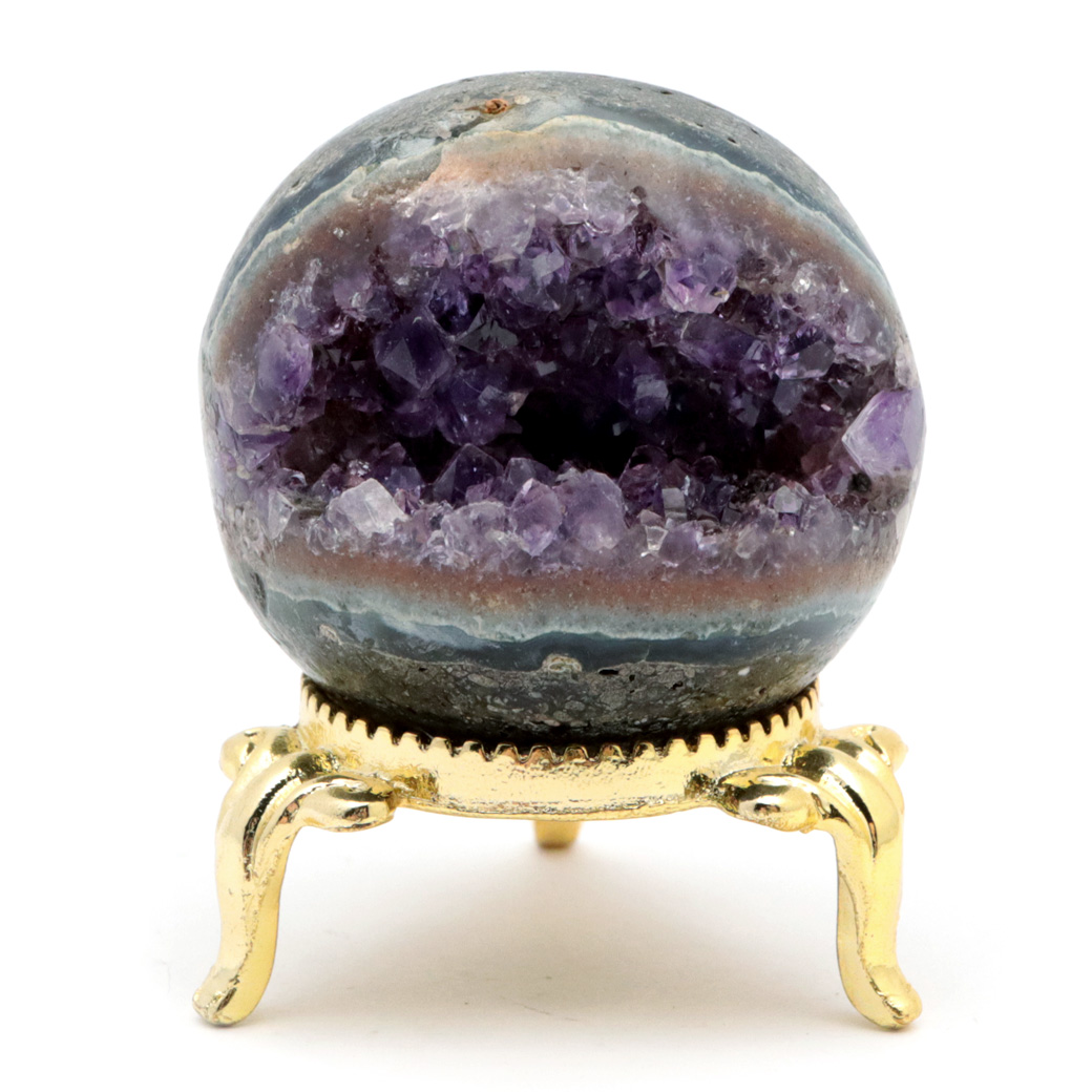 アメジスト 笑口 丸玉 直径38mm 67g 台座付き ジオード 1点もの 天然石 紫水晶 笑い口 2月 誕生石 原石 置き物 置物 縁起物 開運 パワーストーン ウルグアイ産 amethyst