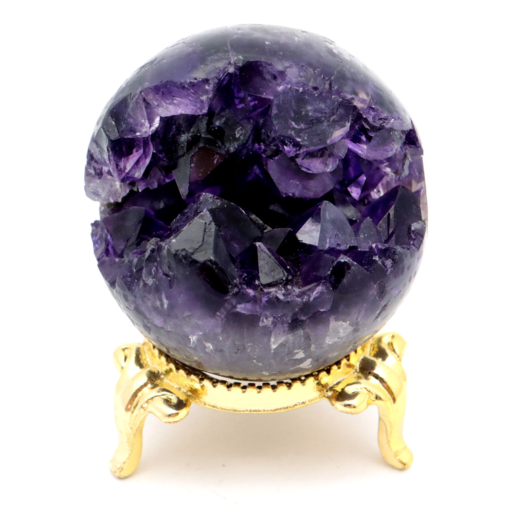 アメジスト 笑口 丸玉 直径41mm 84g 台座付き ジオード 1点もの 天然石 紫水晶 笑い口 2月 誕生石 原石 置き物 置物 縁起物 開運 パワーストーン ウルグアイ産 amethyst