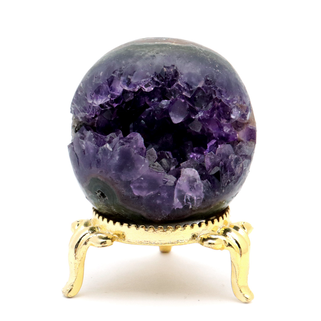 アメジスト 笑口 丸玉 直径38mm 65g 台座付き ジオード 1点もの 天然石 紫水晶 笑い口 2月 誕生石 原石 置き物 置物 縁起物 開運 パワーストーン ウルグアイ産 amethyst