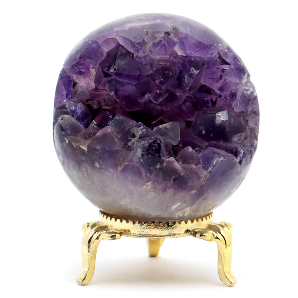 アメジスト 笑口 丸玉 直径53mm 156g 台座付き ジオード 1点もの 天然石 紫水晶 笑い口 2月 誕生石 原石 置き物 置物 縁起物 開運 パワーストーン ウルグアイ産 amethyst