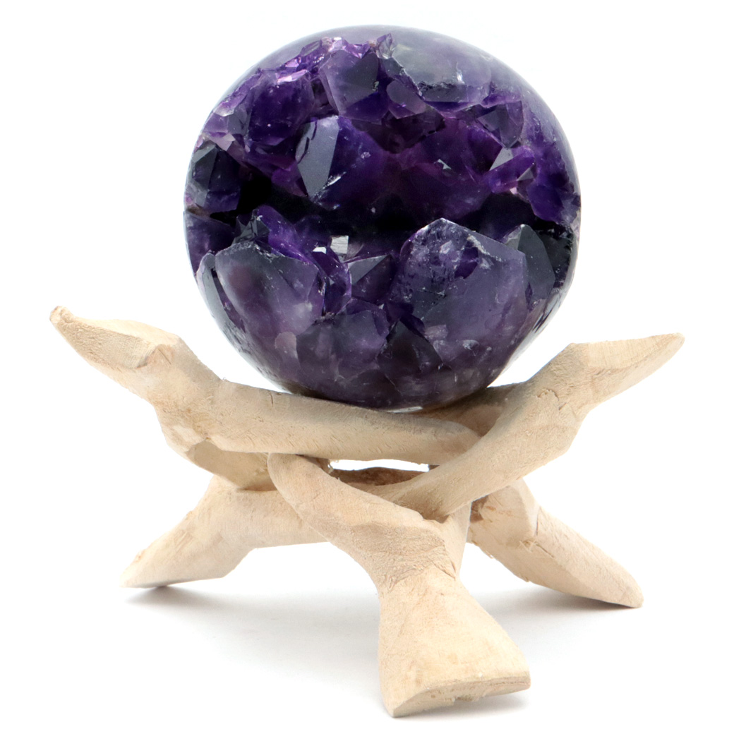 アメジスト 笑口 丸玉 直径63mm 286g 台座付き ジオード 1点もの 天然石 紫水晶 笑い口 2月 誕生石 原石 置き物 置物 縁起物 開運 パワーストーン ウルグアイ産 amethyst
