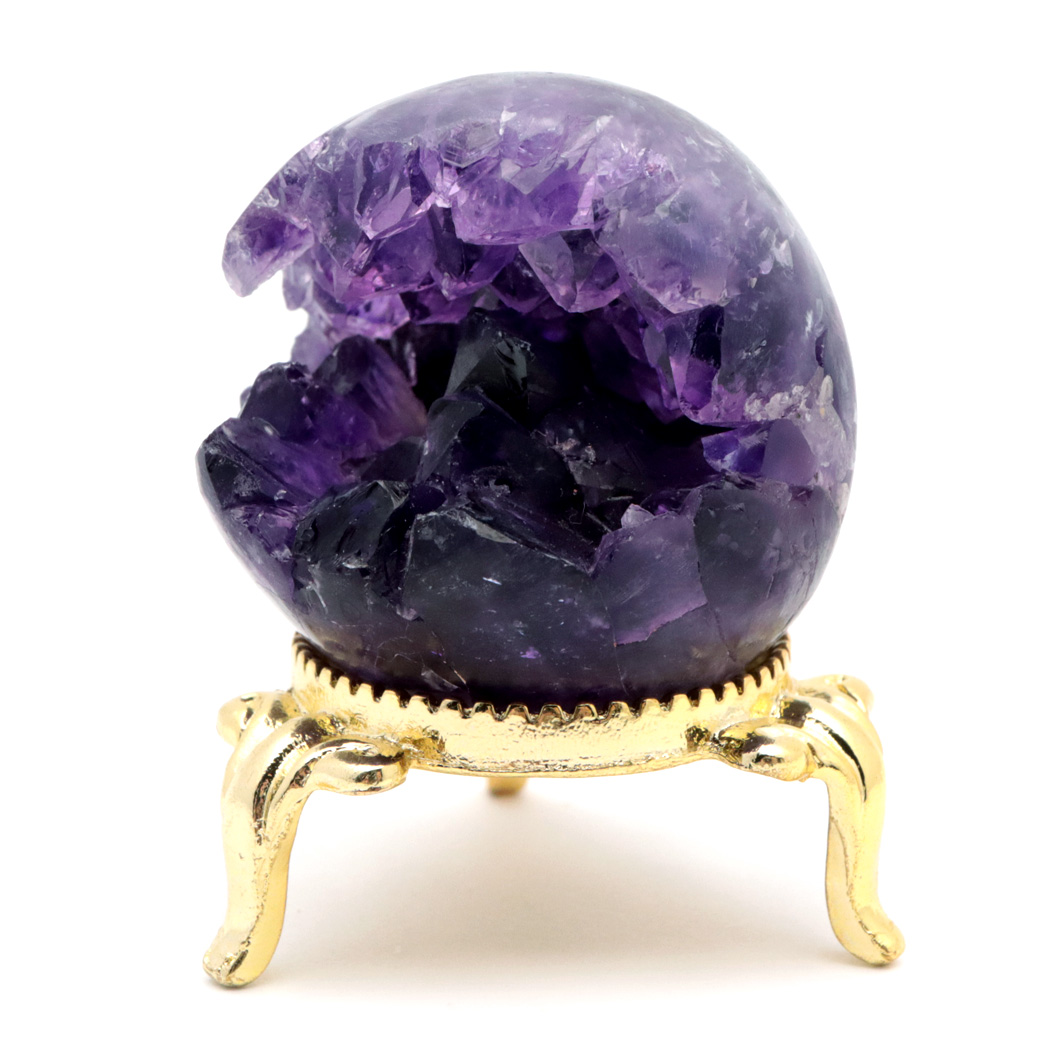 アメジスト 笑口 丸玉 台座付き ジオード 1点もの 天然石 紫水晶 笑い口 2月 誕生石 原石 置き物 置物 縁起物 開運 パワーストーン