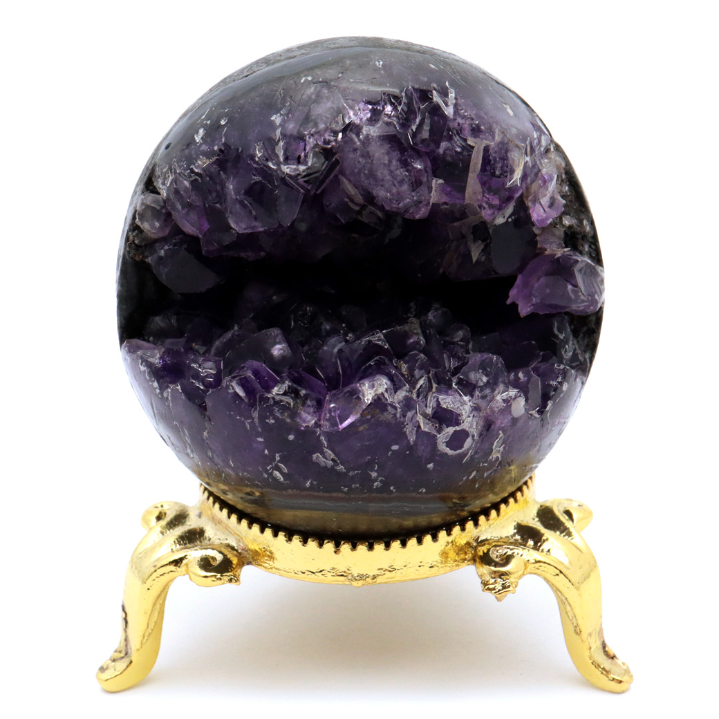 アメジスト 笑口 丸玉 台座付き ジオード 1点もの 天然石 紫水晶 笑い口 2月 誕生石 原石 置物 縁起物 開運 パワーストーン