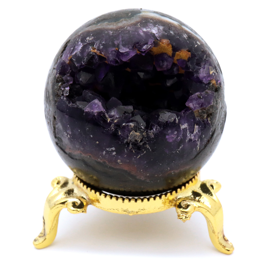 アメジスト 笑口 丸玉 台座付き ジオード 1点もの 天然石 紫水晶 笑い口 2月 誕生石 原石 置物 縁起物 開運 パワーストーン
