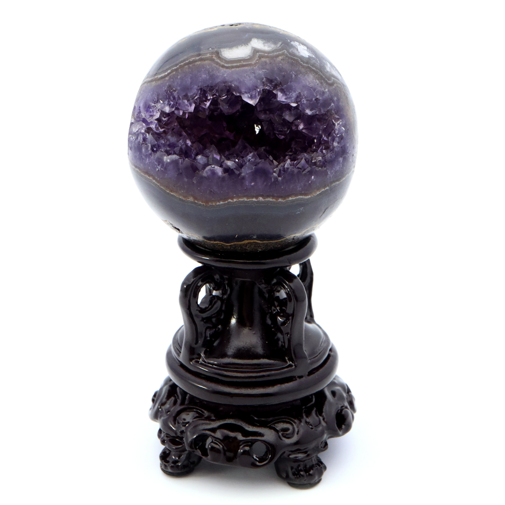 アメジスト 笑口 丸玉 台座付き ジオード 1点もの 天然石 紫水晶 パワーストーン ウルグアイ産