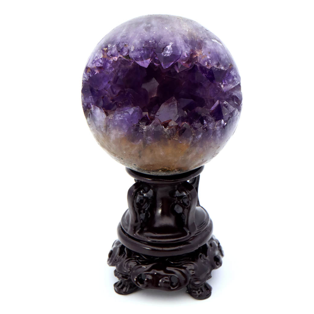 アメジスト 笑口 丸玉 台座付き ジオード 1点もの 天然石 紫水晶 パワーストーン ウルグアイ産