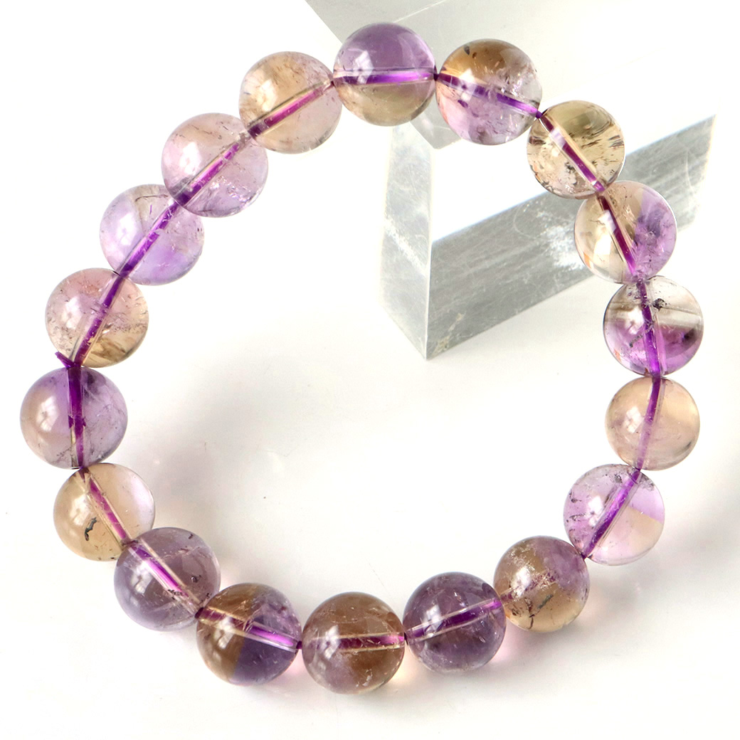 アメトリン ブレスレット 12mm ボリビア産 バイカラー 天然石 1点もの