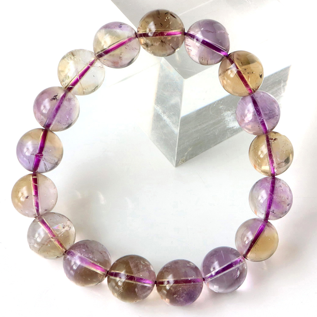 アメトリン ブレスレット 12.5mm ボリビア産 バイカラー 天然石 1点もの