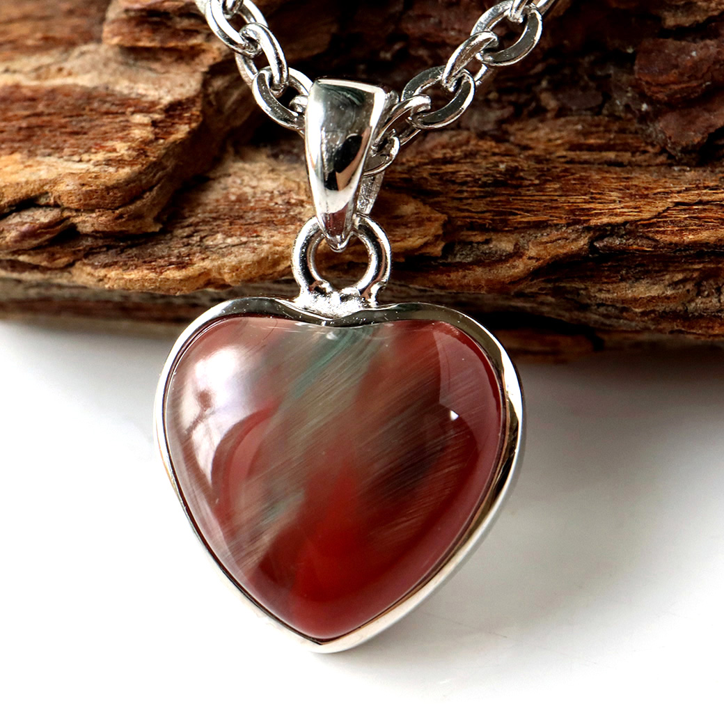 アンデシン ペンダント 希少 ハート型 Silver925 1点物 天然石