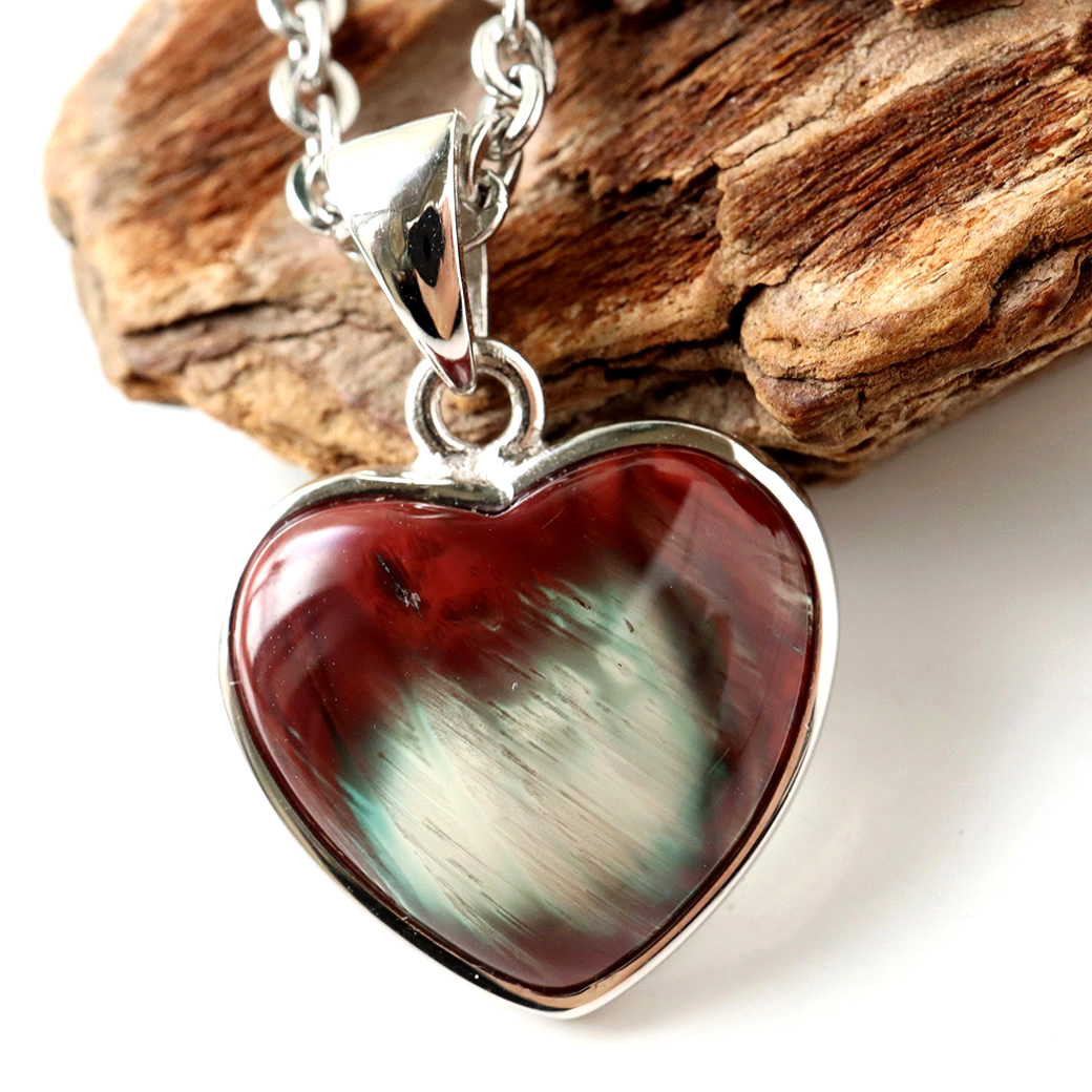 アンデシン ペンダント 希少 ハート型 Silver925 1点物 天然石