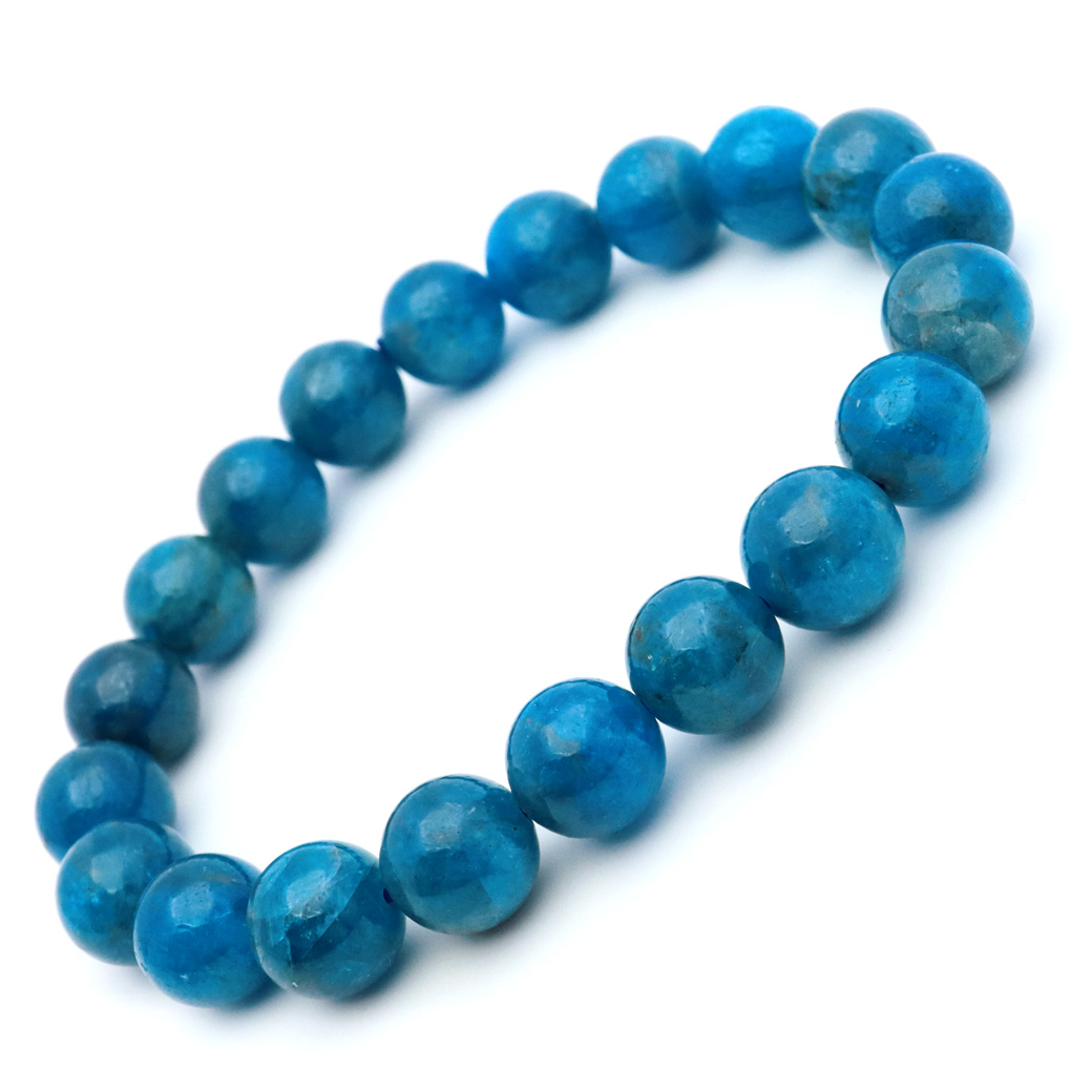 ブルー アパタイト ブレスレット ブラジル産 天然石 1点物 パワーストーン apatite