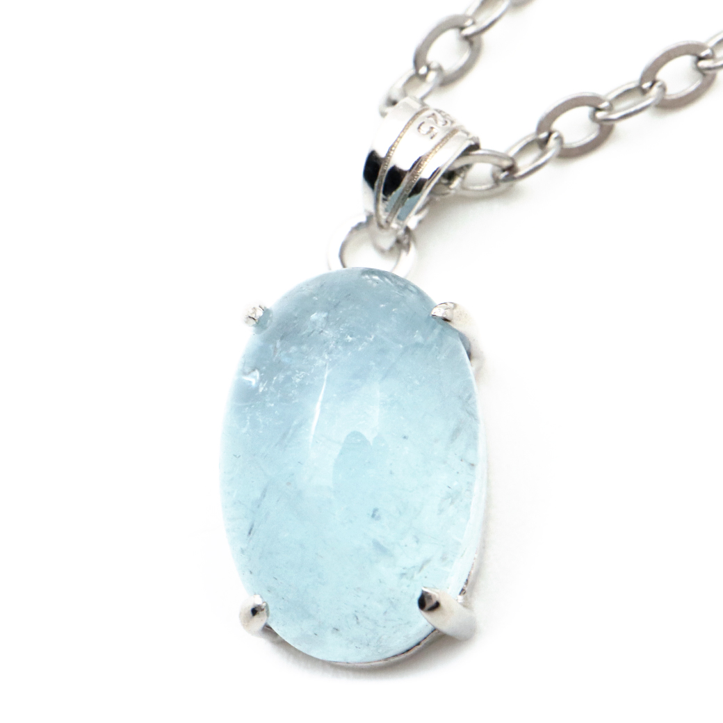 アクアマリン ペンダント 3月 誕生石 ネックレス 天然石 パワーストーン Silver925 1点物