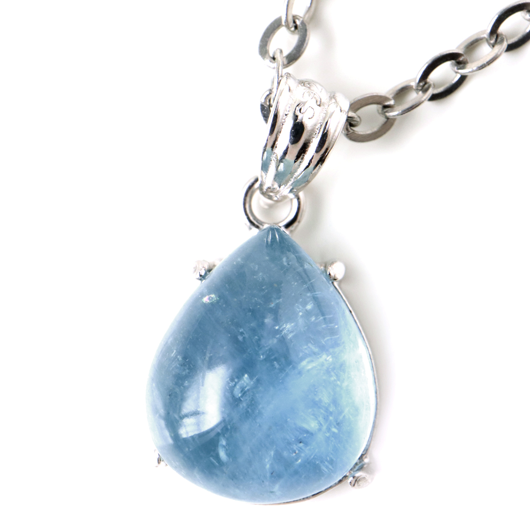 アクアマリン ペンダント 天然石 ネックレス 高品質 Silver925 1点物 3月 誕生石 藍柱石 ベリル