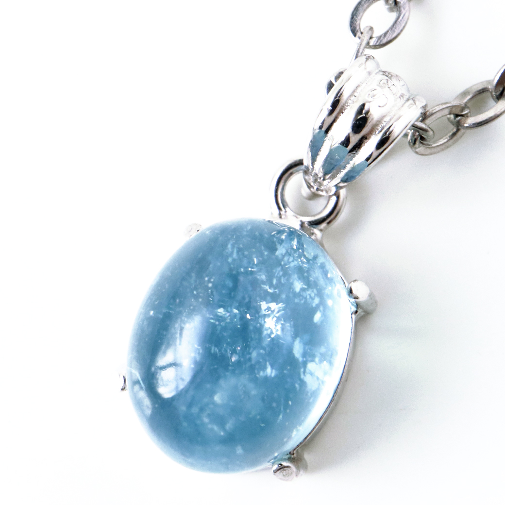 アクアマリン ペンダント 天然石 ネックレス 高品質 Silver925 1点物 3月 誕生石 藍柱石 ベリル