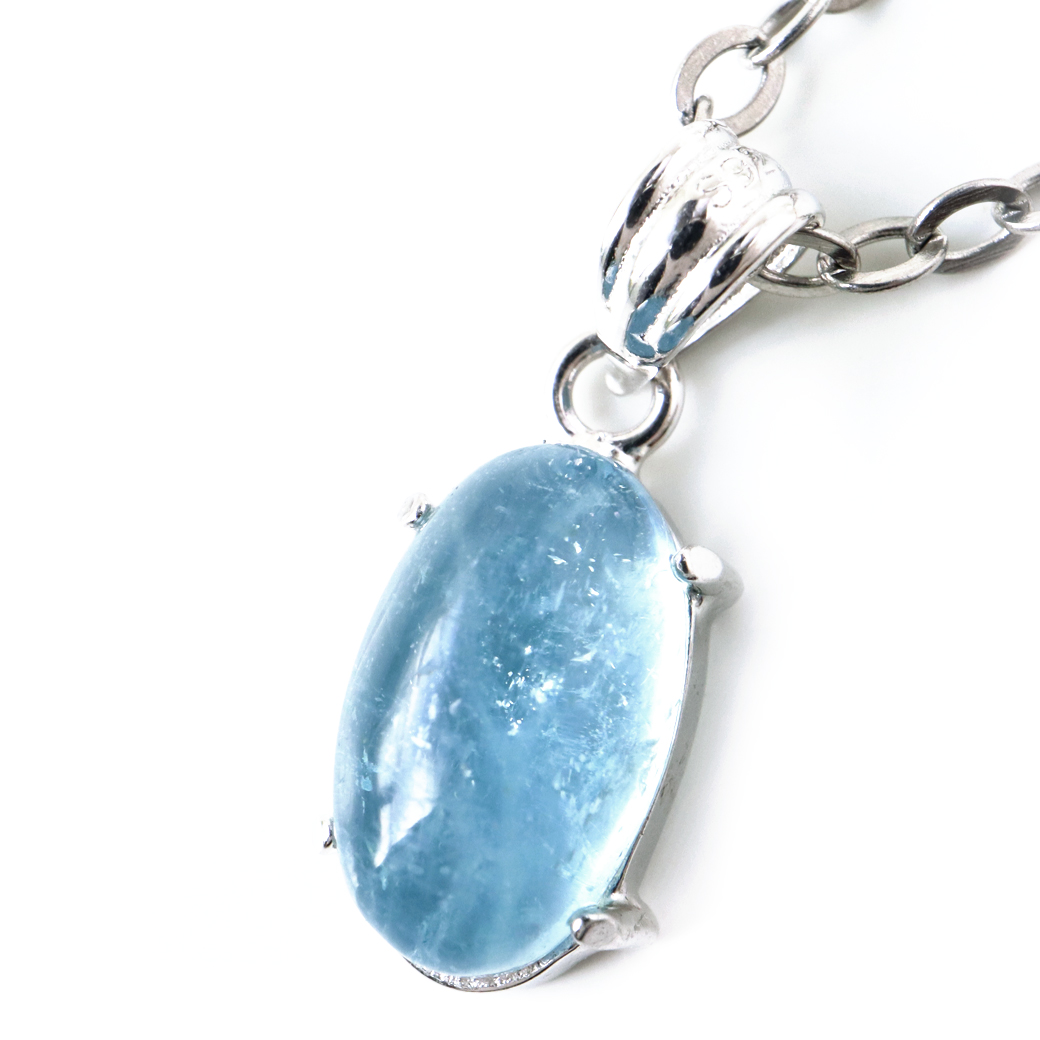 アクアマリン ペンダント 天然石 ネックレス 高品質 Silver925 1点物 3月 誕生石 藍柱石 ベリル