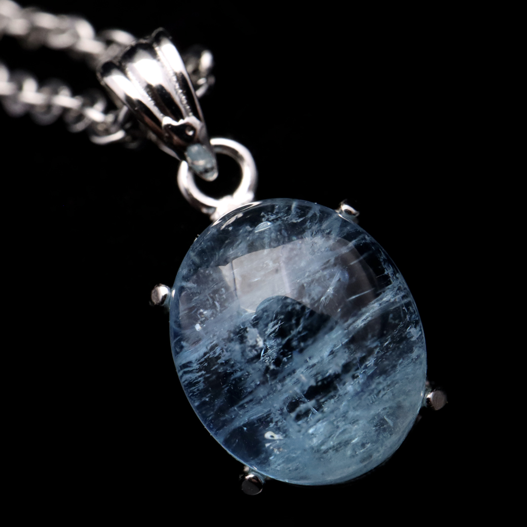 アクアマリン ペンダント 天然石 ネックレス 高品質 Silver925 1点物 3月 誕生石 藍柱石 ベリル