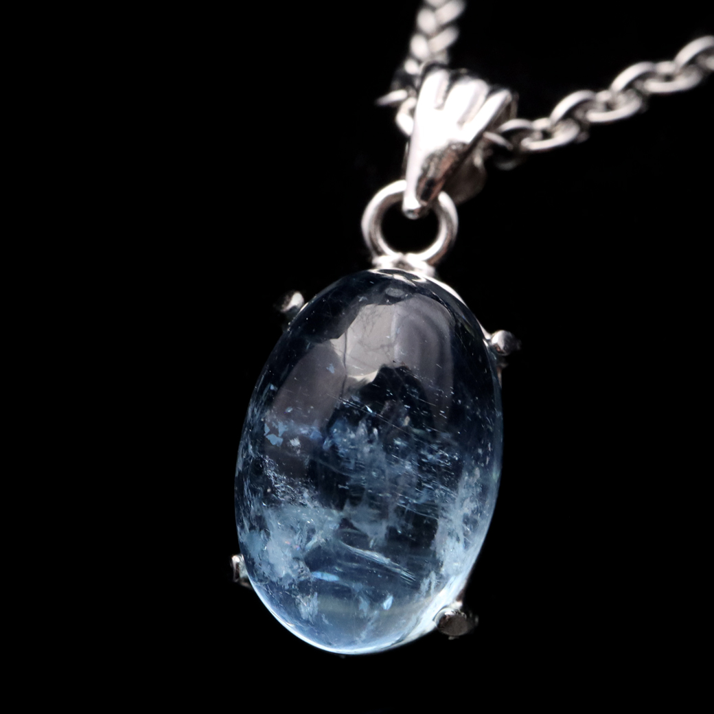アクアマリン ペンダント 天然石 ネックレス 高品質 Silver925 1点物 3月 誕生石 藍柱石 ベリル