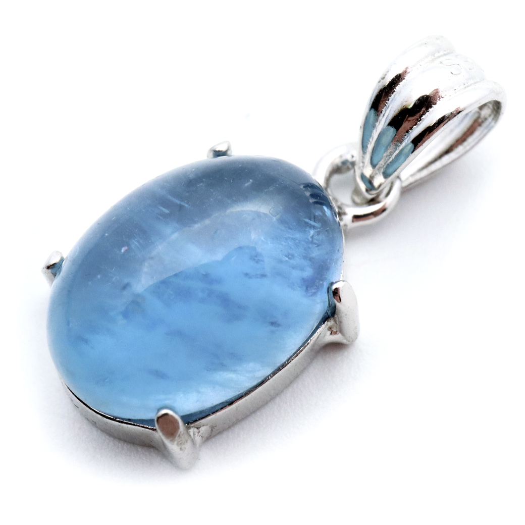 アクアマリン ペンダント 天然石 ネックレス マリンブルー Silver925 1点物 3月 誕生石 藍柱石 ベリル