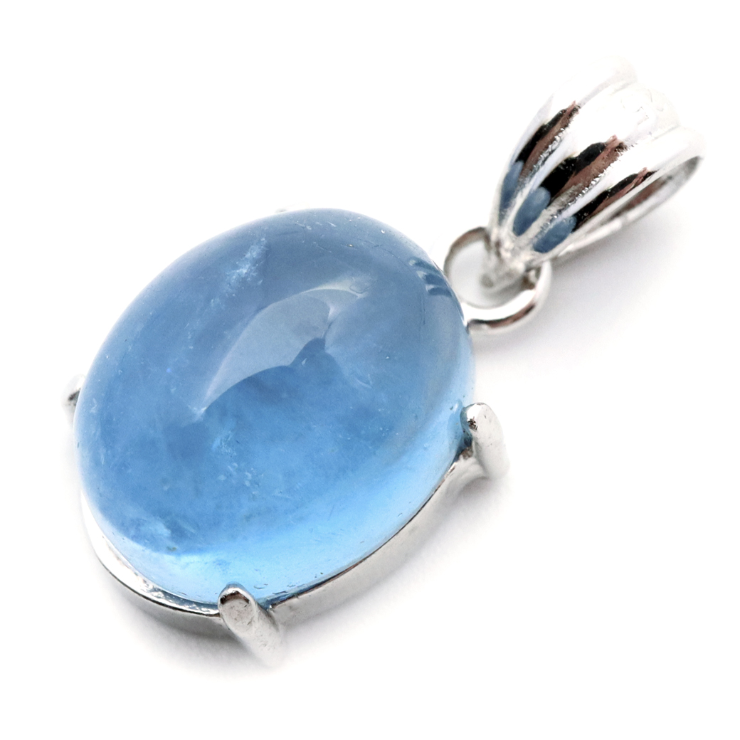 アクアマリン ペンダント 天然石 ネックレス マリンブルー Silver925 1点物 3月 誕生石 藍柱石 ベリル