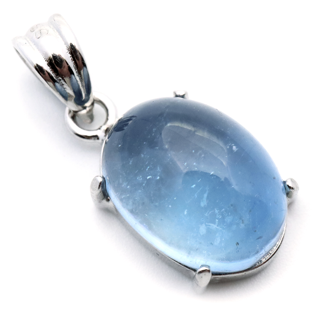 アクアマリン ペンダント 天然石 ネックレス マリンブルー Silver925 1点物 3月 誕生石 藍柱石 ベリル