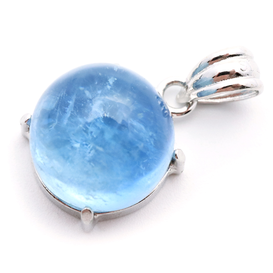 アクアマリン ペンダント 天然石 ネックレス マリンブルー Silver925 1点物 3月 誕生石 藍柱石 ベリル