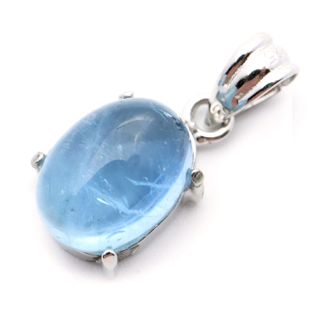 アクアマリン ペンダント 天然石 ネックレス マリンブルー Silver925 1点物 3月 誕生石 藍柱石 ベリル