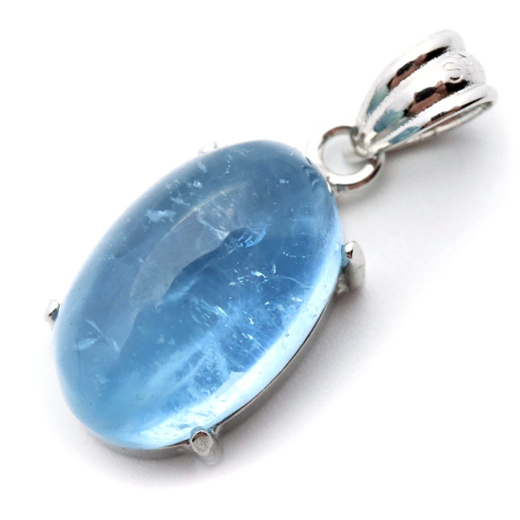 アクアマリン ペンダント 天然石 ネックレス マリンブルー Silver925 1点物 3月 誕生石 藍柱石 ベリル