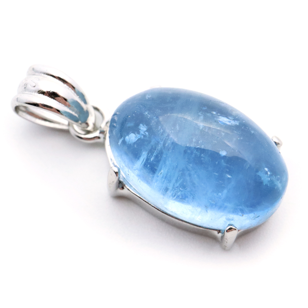 アクアマリン ペンダント 天然石 ネックレス マリンブルー Silver925 1点物 3月 誕生石 藍柱石 ベリル