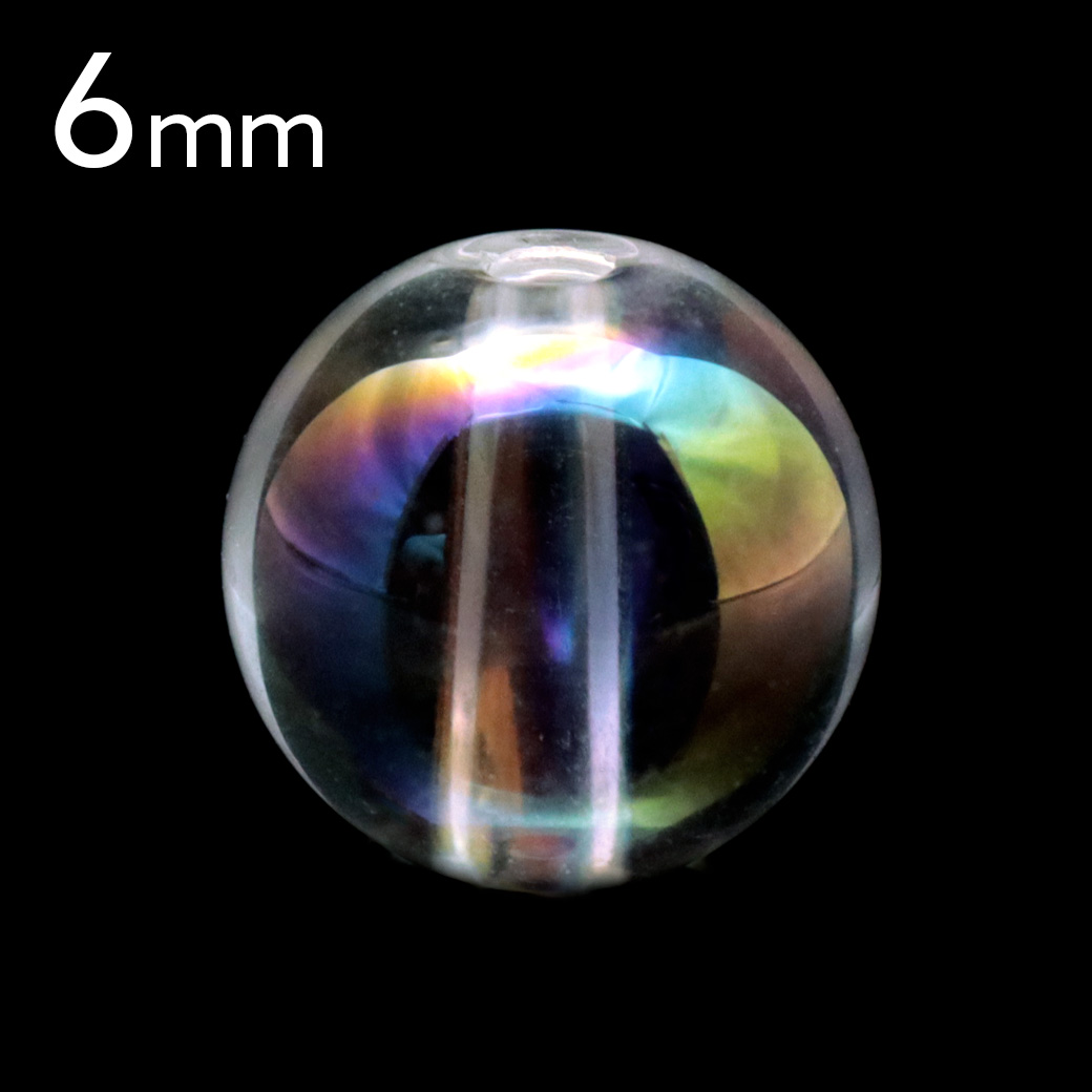 水晶 レインボーオーラ クォーツ 6mm 粒売り ビーズ バラ売り 1粒売り 天然石 パワーストーン エンジェルオーラ